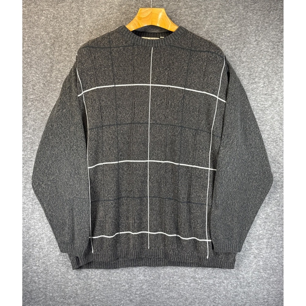 Vintage Bert Pulitzer Tradition Crewneck Sweater Mens 2XL Windowpane Grid Knit